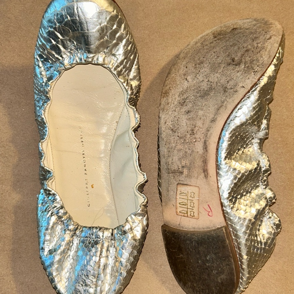 Shimmering Silver Python Flats By - image 3